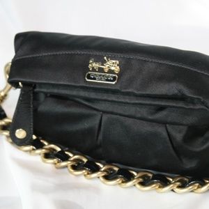 Coach Satin clutch black and gold